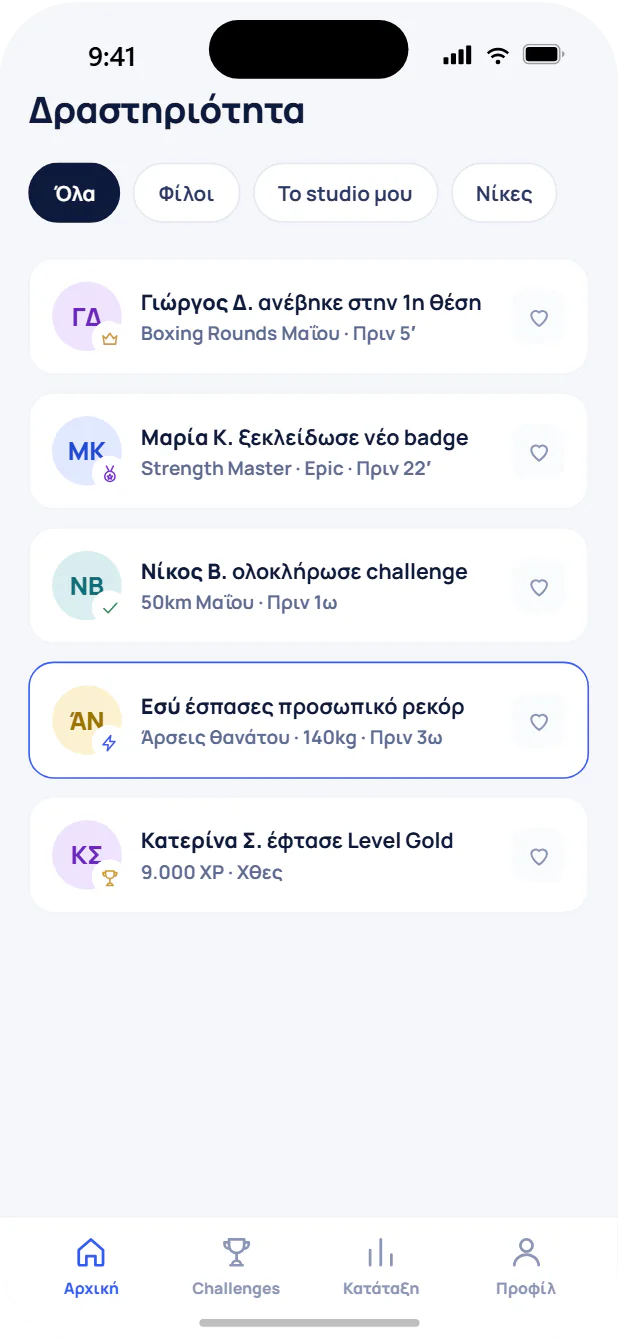 Διαχείριση challenges με στατιστικά συμμετοχής