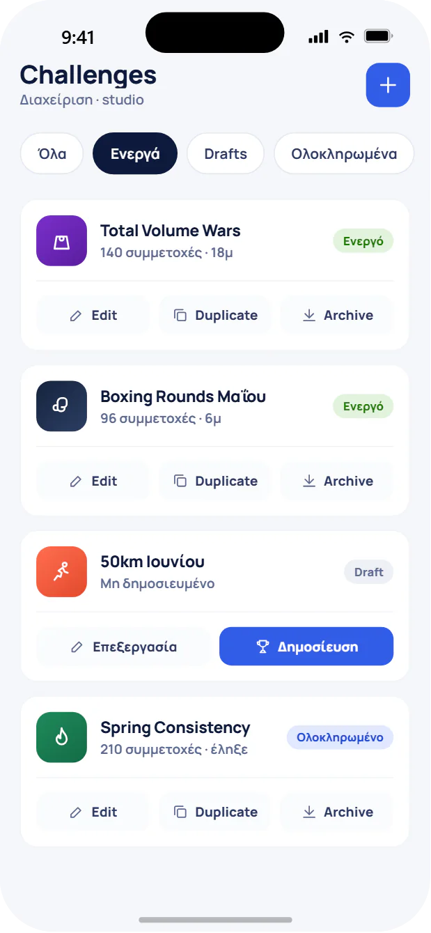 Κοινό feed κοινότητας με νίκες και ορόσημα
