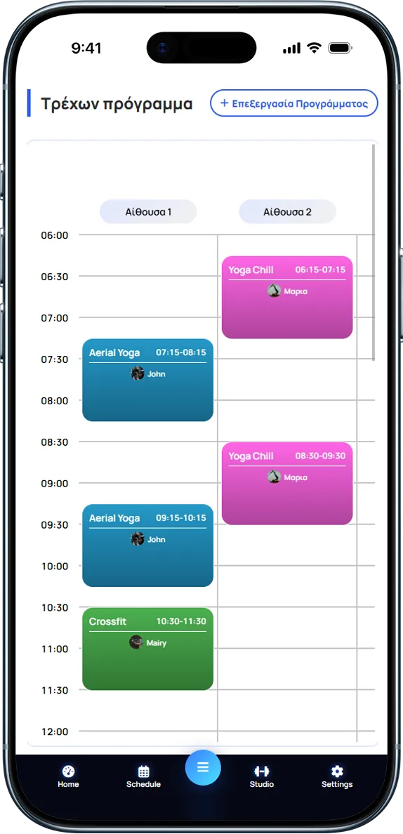 Επισκόπηση dashboard fitVibe στο κινητό