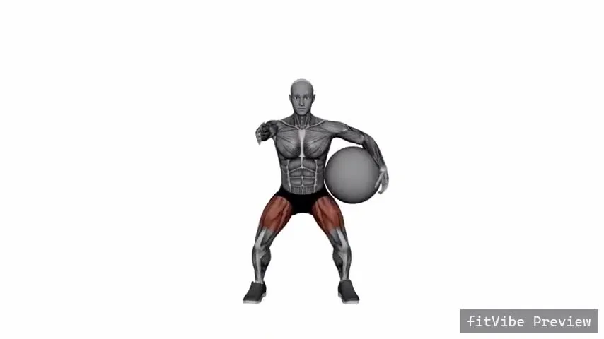Οπτική επίδειξη της άσκησης Squat με μπάλα στο κεφάλι