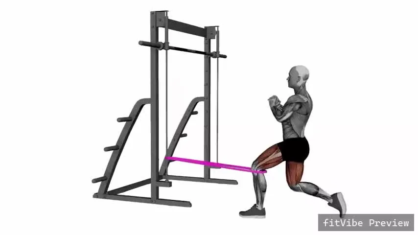 Οπτική επίδειξη της άσκησης Ισπανικό split squat με λάστιχο