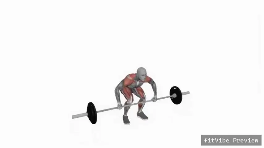 Οπτική επίδειξη της άσκησης Split squat με καθαρισμό και ώθηση μπάρας