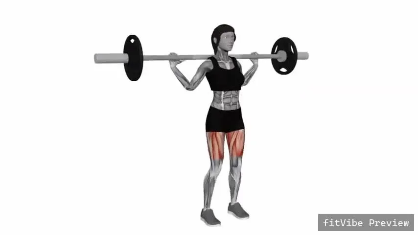 Οπτική επίδειξη της άσκησης Βαθύ Squat με μπάρα και στενή θέση ποδιών