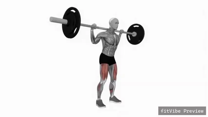 Οπτική επίδειξη της άσκησης Μισό squat με μπάρα