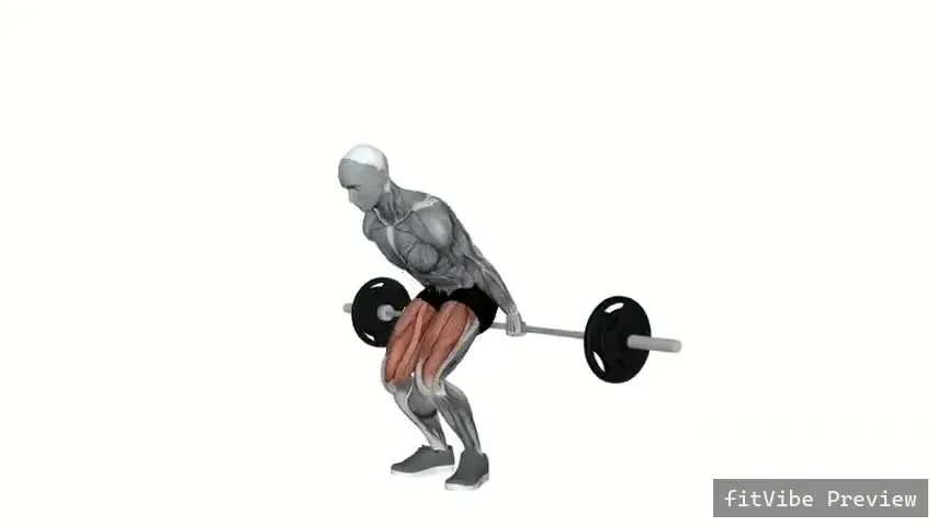 Οπτική επίδειξη της άσκησης Ανάποδο Deadlift με μπάρα