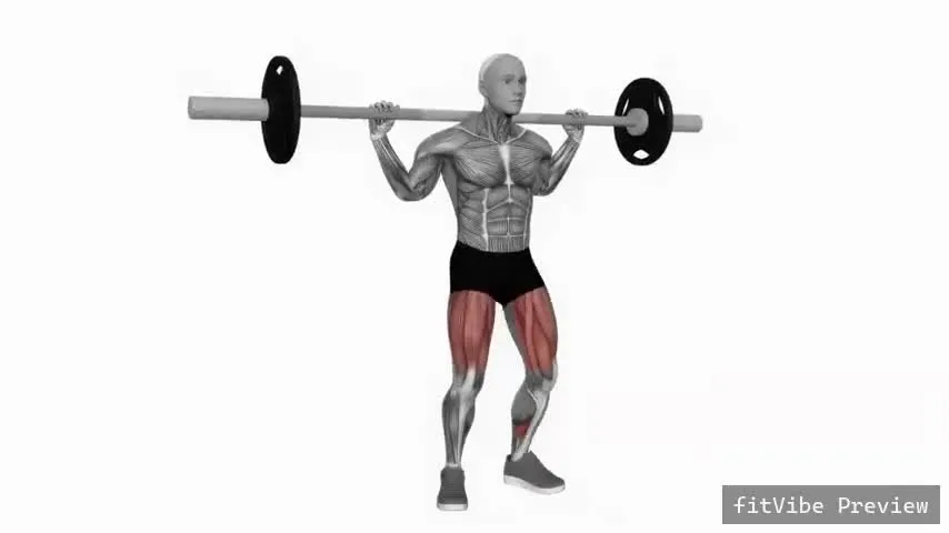 Οπτική επίδειξη της άσκησης Squat με μπάρα και 2 δευτ. στάση