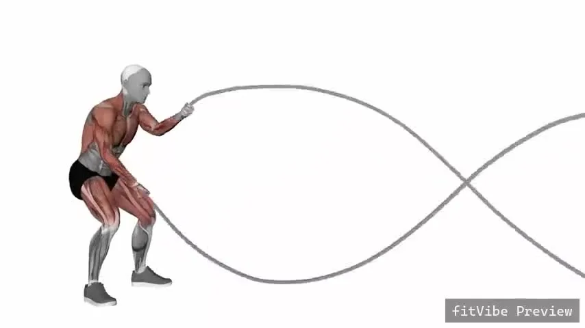 Οπτική επίδειξη της άσκησης Κυματισμοί με σχοινί εναλλάξ με τα χέρια