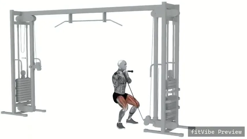 Οπτική επίδειξη της άσκησης Goblet squat με τροχαλία