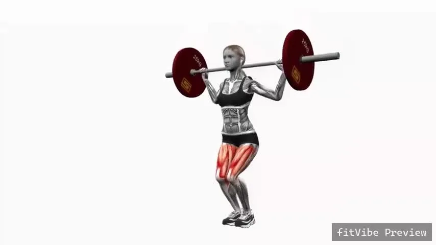 Οπτική επίδειξη της άσκησης Squat με μπάρα και πόδια ενωμένα