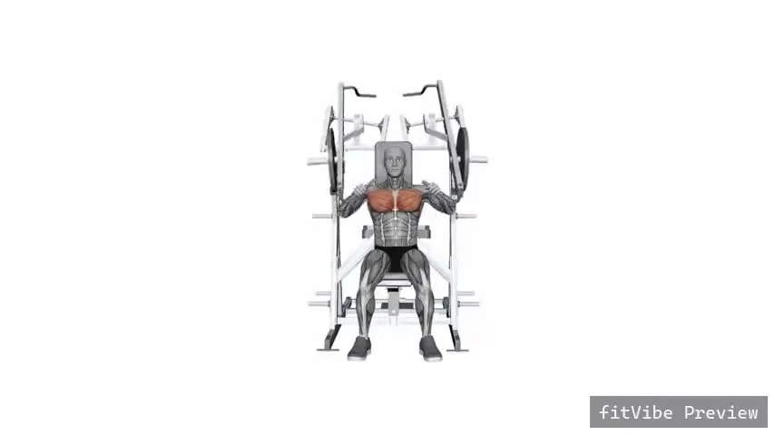 Οπτική επίδειξη της άσκησης Hammer Strength πιέσεις στήθους με μηχάνημα Iso-Lateral
