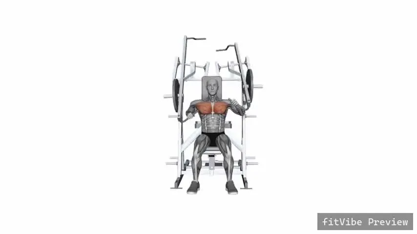 Οπτική επίδειξη της άσκησης Hammer Strength πιέσεις στήθους με μηχάνημα Iso-Lateral, εναλλασσόμενα χέρια