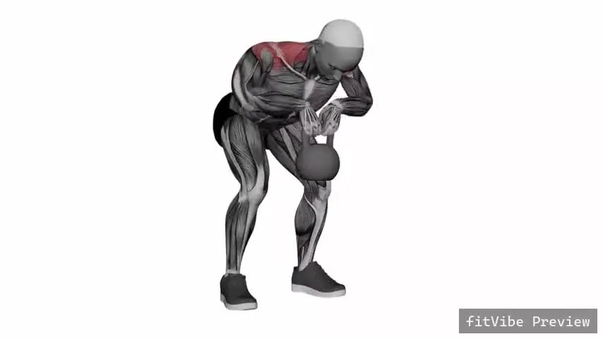 Οπτική επίδειξη της άσκησης Kettlebell Κωπηλατική πίσω δελτοειδών